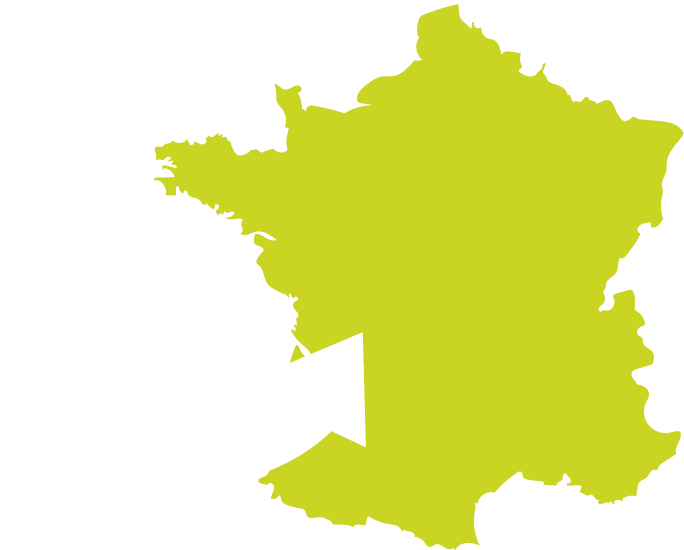 carte de France pour illustrer les 53 % de nos produits fabriqués en france